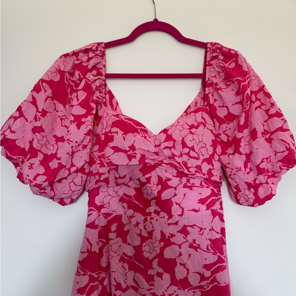 Floral puff sleeve tie back maxi dress - Picture 3 of 5